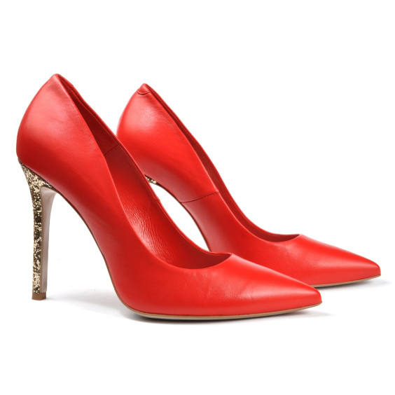 Туфлі човники BRAVO MODA 1626/CZERWONY SKORA+BROKAT