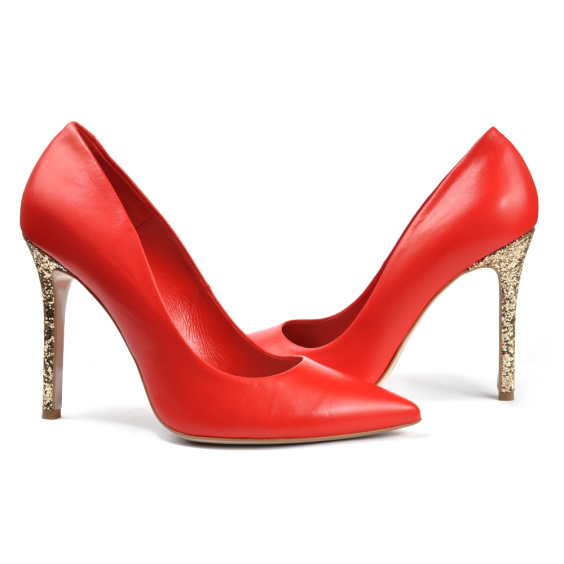 Туфлі човники BRAVO MODA 1626/CZERWONY SKORA+BROKAT