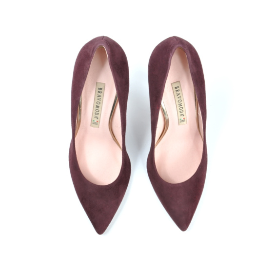 Туфлі човники BRAVO MODA 1626/SLIWKA ZAMSZ+BROKAT