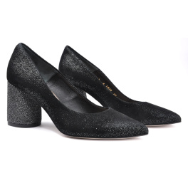 BRAVO MODA 1669/CZARNY BROKAT ZAMSZ BRAVO MODA 1669/CZARNY BROKAT ZAMSZ