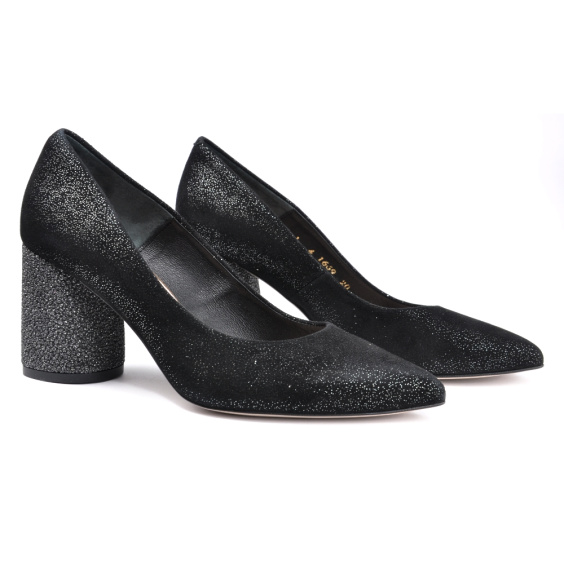 Туфлі човники BRAVO MODA 1669/CZARNY BROKAT ZAMSZ