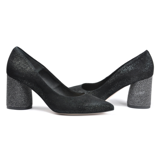 Туфлі човники BRAVO MODA 1669/CZARNY BROKAT ZAMSZ