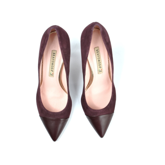 Туфлі Bravo Moda1782/SLIWKA ZAMSZ+SKORA