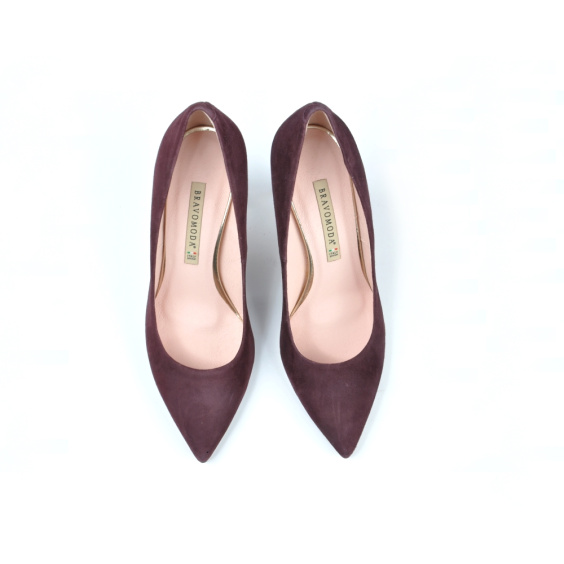 Туфлі BRAVO MODA 1679/SLIWKA ZAMSZ+BROKAT
