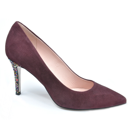Туфлі BRAVO MODA 1679/SLIWKA ZAMSZ+BROKAT