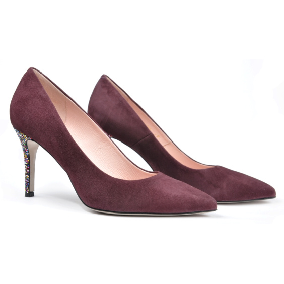 Туфлі BRAVO MODA 1679/SLIWKA ZAMSZ+BROKAT